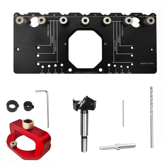 Aluminum Alloy 35mm Hinge Jig & Punch Locator - Concealed Cabinet Door Hardware & Shelf Pin Drill Guide Tools