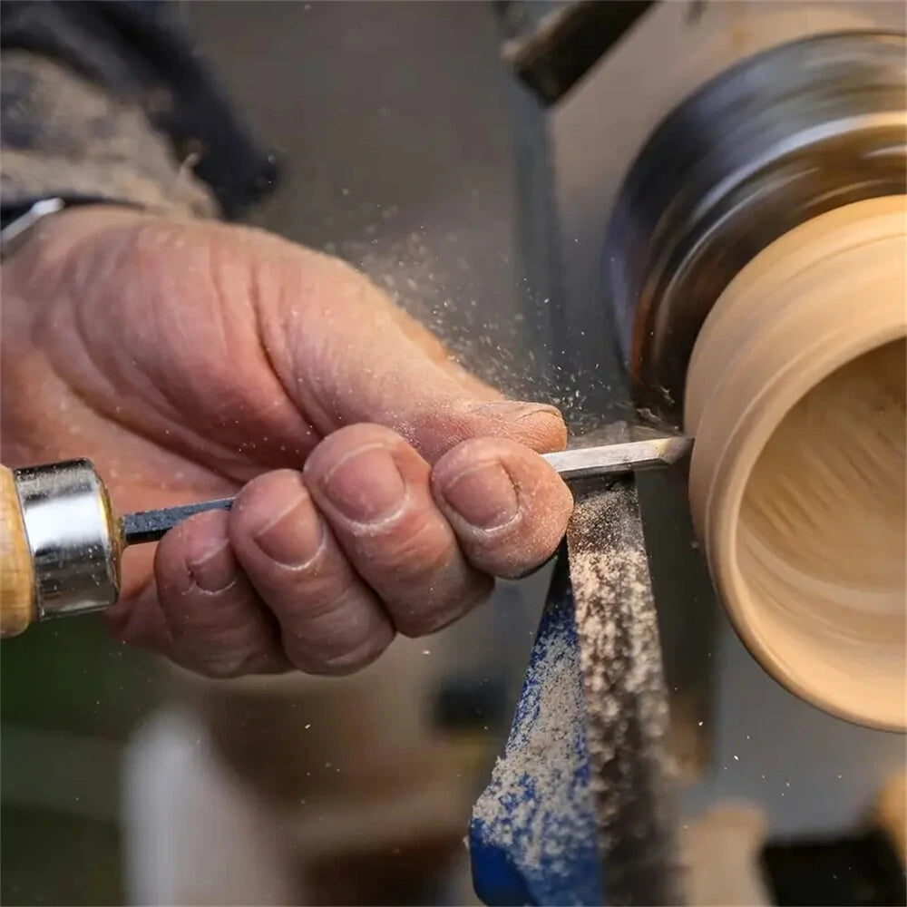 8PCS Wood Turning Chisel Set - High-Speed Steel Blades, Professional Lathe Kit with Skew, Parting, Spear Point, Gouges, Round Nose for Woodworking