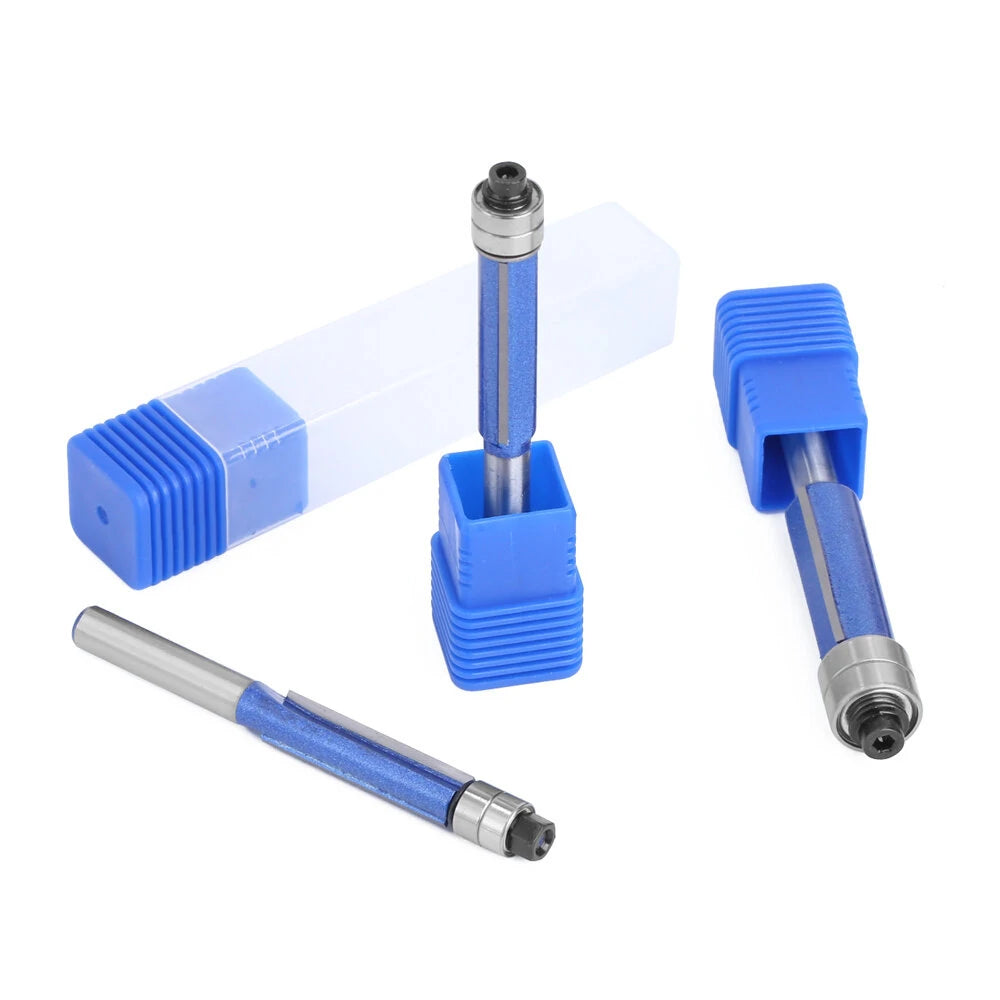 Silver Blue Double-Bearing Double-Edged Router Bit Trimming Knife for Woodworking Milling