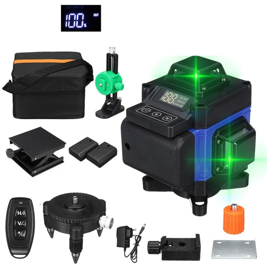4D 360° Green Laser Level with 16 Lines & App Control - Self-Leveling & Remote Control