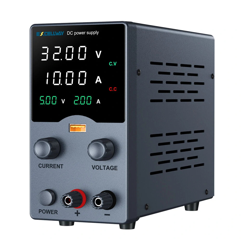 EXCELLWAY GA Series Variable Output Power Supply with USB Fast Charging and Comprehensive Display, Compact Design for Versatile Applications