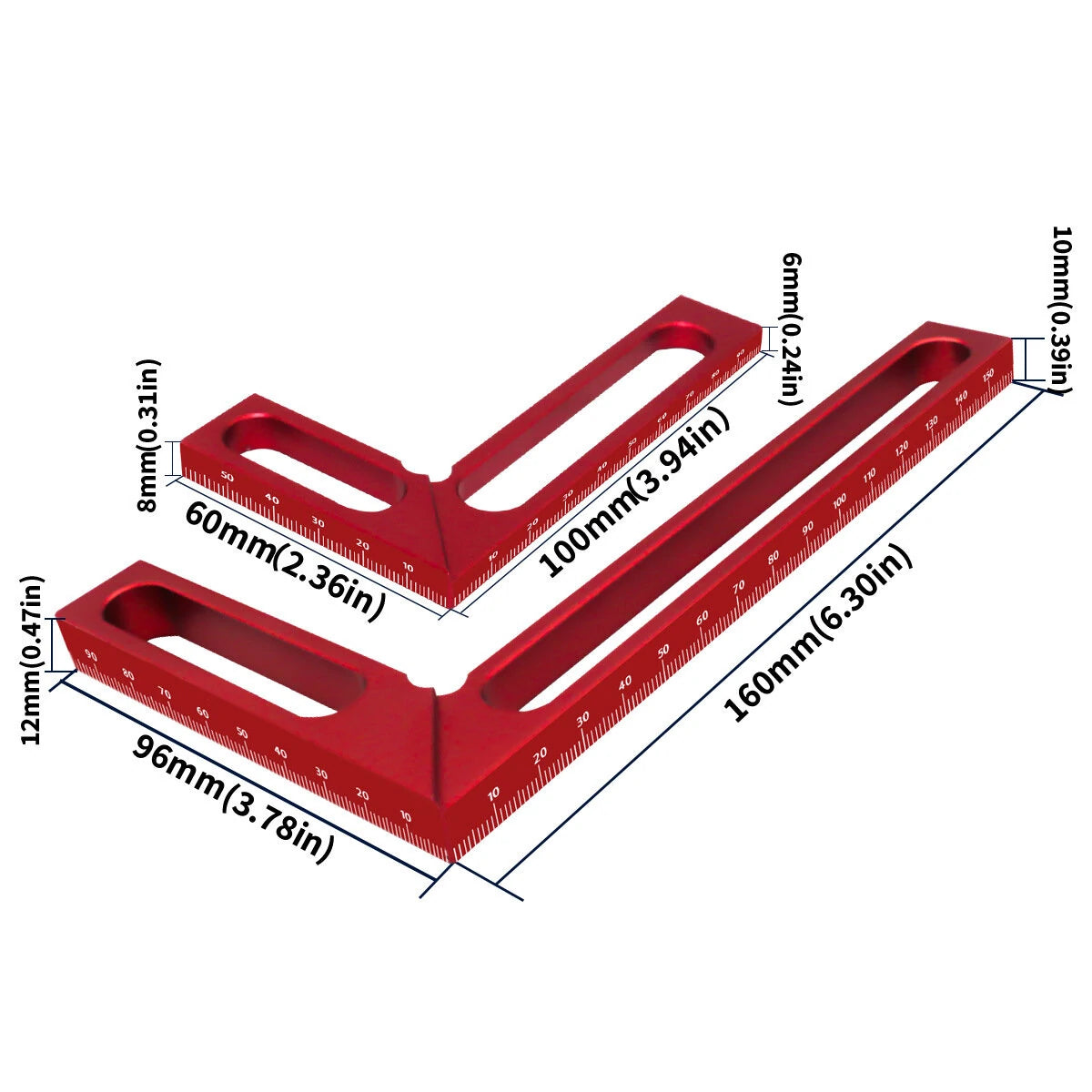 Aluminum Carpenter Square 90° Right Angle Ruler & Calibrator for Woodworking Projects