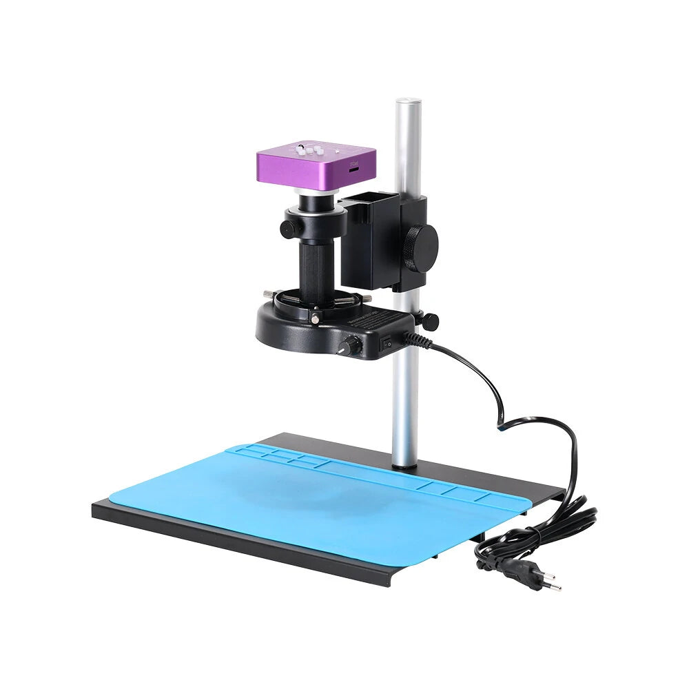 51MP Digital Microscope Camera with 130X C-Mount Lens & 56 LED Ring Light for PCB Repair - Includes Stand