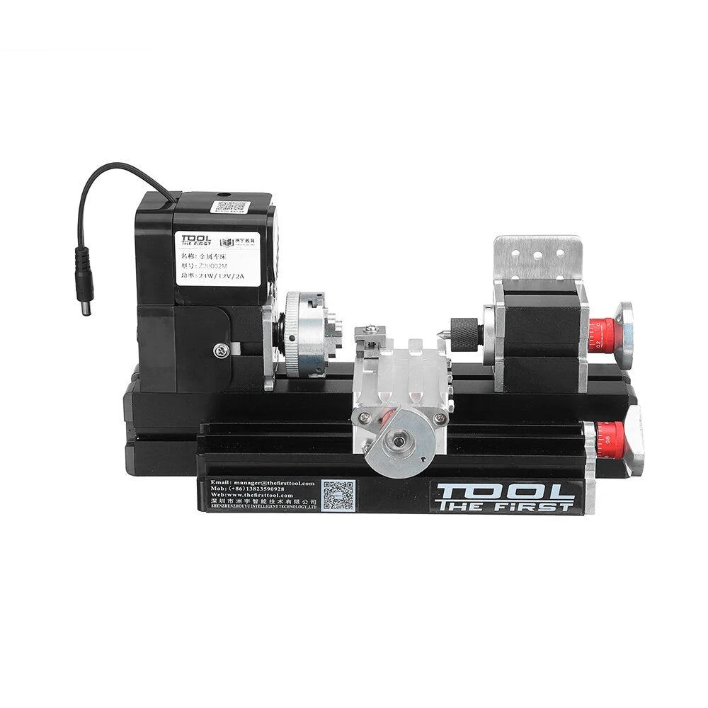 Compact 12V DC 2A 24W Mini Wood & Metal Rotating Lathe Machine