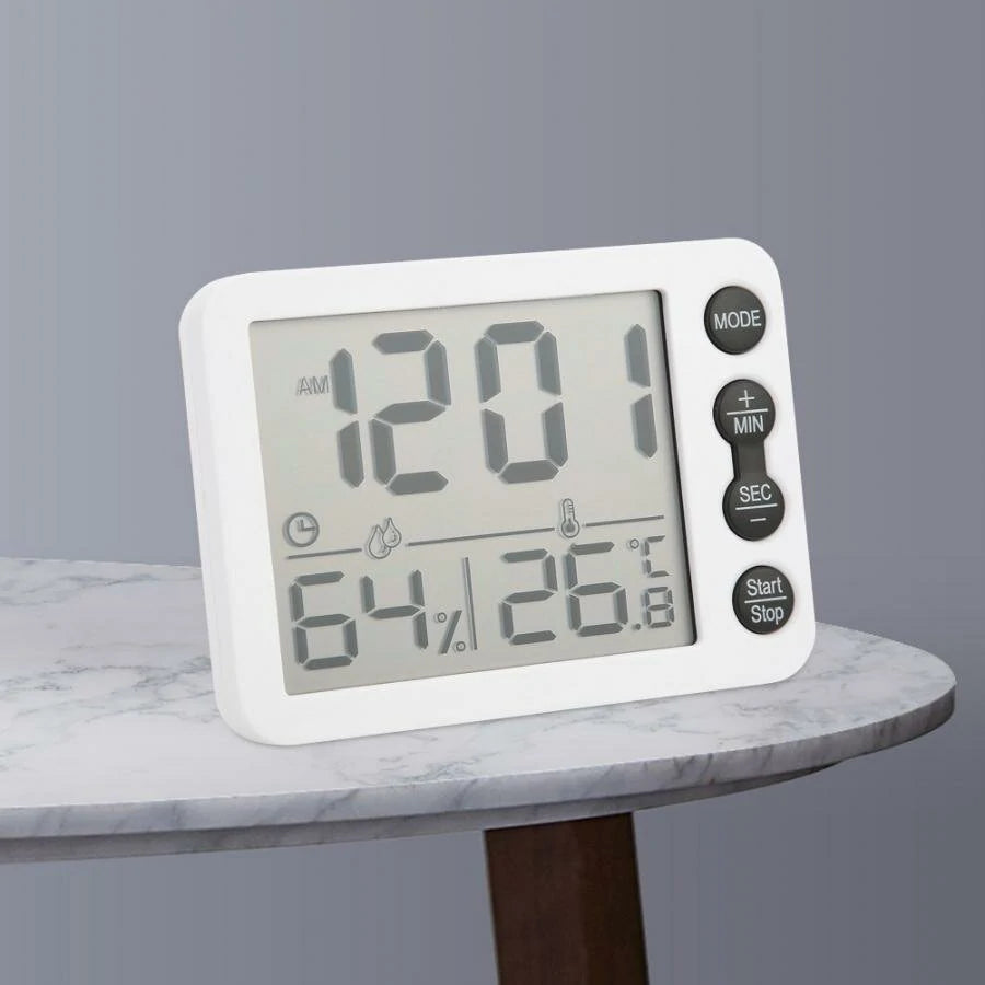 TS-9606 Multifunction Thermometer & Hygrometer - Temperature & Humidity Meter with Indoor Alarm Clock