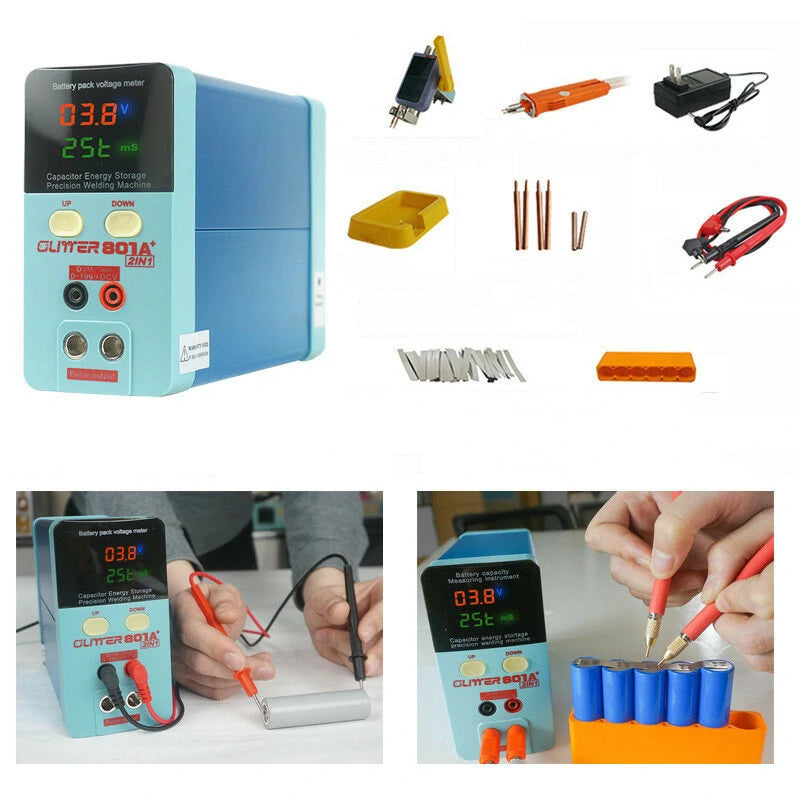 11.3KW Handheld Spot Welder with Voltage Tester for Battery Repair, EU/US Plug - GLITTER Energy Storage Electric Welder