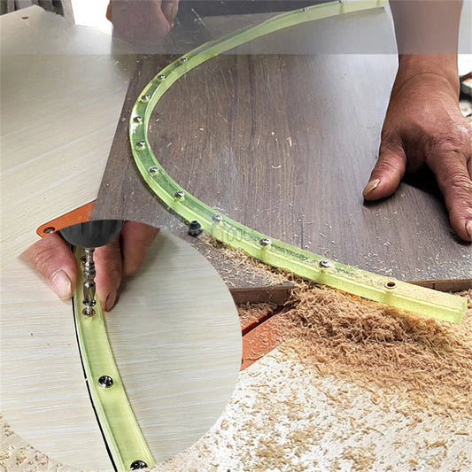Adjustable Woodworking Contour Template for Complex Shapes - Flexible Profile and Fixed Guide Tool