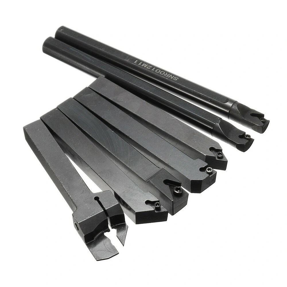7pcs Lathe Boring Bar Set with 12mm Shank & Carbide Inserts