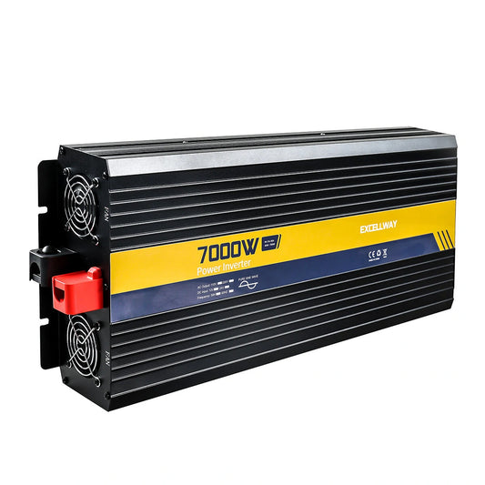 Excellway Pure Sine Wave Inverter 220V 50Hz EU 12V/24V LED Display, 2200-7000W