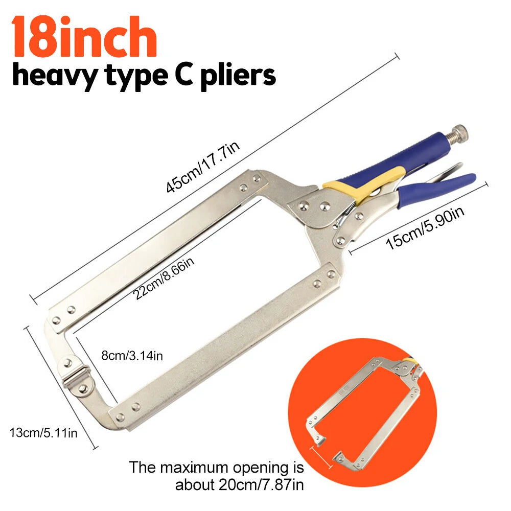 Heavy Duty Metal C Clamp Locking Pliers with Swivel Pads - 6 to 18 Inch for Woodworking, Carpentry, Cabinetry, Welding & Repair