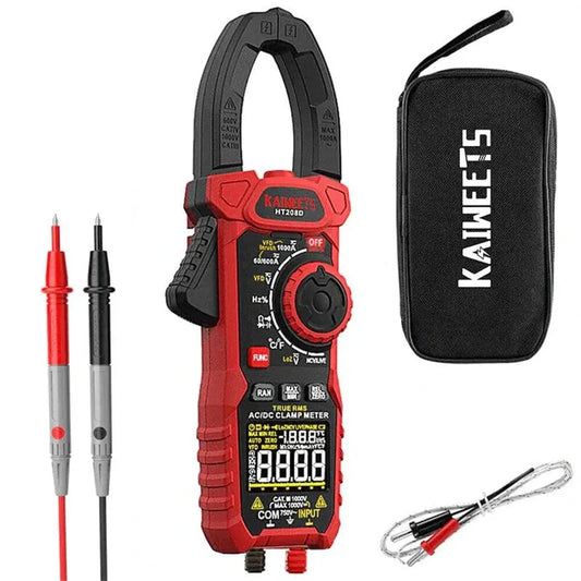 KAIWEETS HT208D T-RMS 6000 Counts Clamp Meter AC/DC 1000V with Inrush, NCV Detection & LED Flashlight - Ideal for Labs & Industries