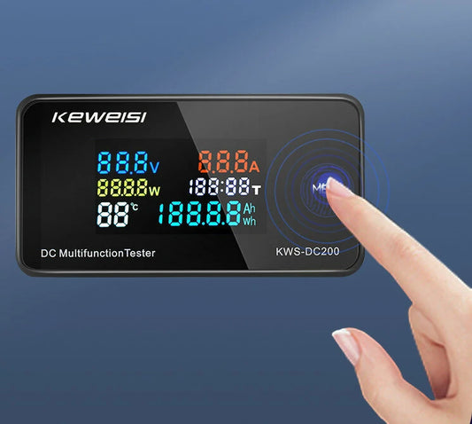 KWS-DC200 Digital Voltage & Current Meter 0-200V 0-100A, Color Screen, Power Temperature Tester & Timer