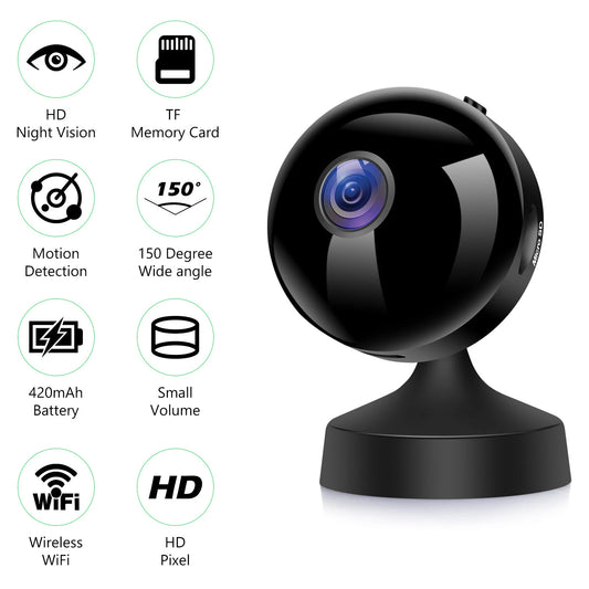 V720 Mini HD 1080p WiFi Camera with Night Vision and Wireless Voice Recorder for Home Security