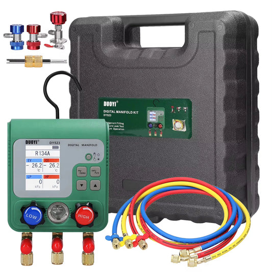 Dual Pressure Digital HVAC Manifold Gauge MT02 for Auto Repair - 92 Refrigerants, High Stability Chip