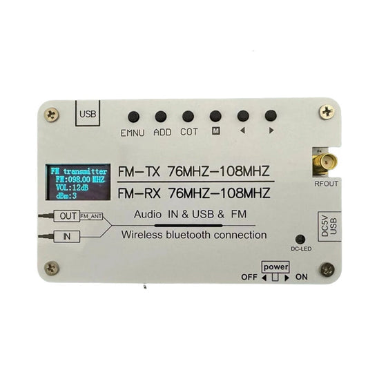 Portable Bluetooth FM Transmitter & Receiver with AUX/USB, 76MHz-108MHz, Built-in Rechargeable Battery