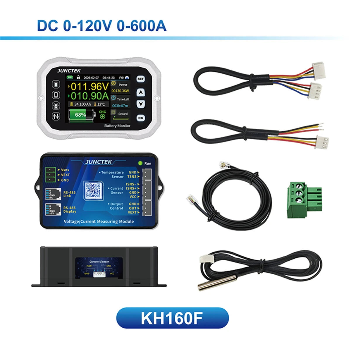 JUNCTEK Bluetooth Battery Monitor KH110F/KH140F/KH160F - Voltage & Current Tester, Capacity Indicator & VA Gauge