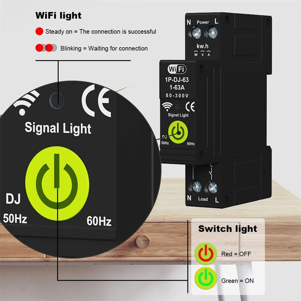 Smart WiFi Circuit Breaker with Energy Meter & Reclosing, Alexa & Google Assistant Compatible