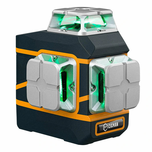 CIGMAN CM-801 3D Laser Level with Remote, Dual Rechargeable Batteries, L-Bracket & Magnetic Mount for Precision Leveling