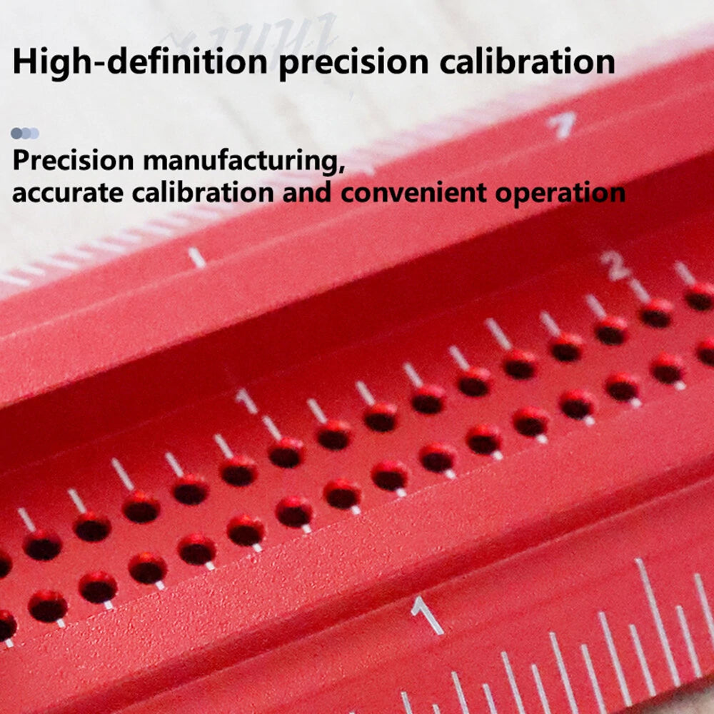 Aluminum Woodworking Ruler with 0-90° Angle Marking - Precise Imperial Measurements