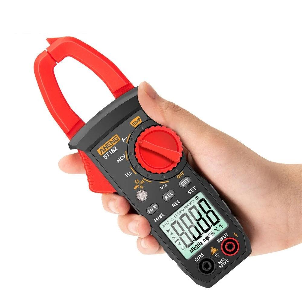 Digital Clamp Multimeter ANENG ST182 - AC/DC Voltage Tester, Capacitance, Hz, Ohm, NCV Test