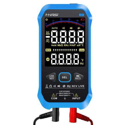 FNIRSI-S1 9999 Counts Digital Multimeter with AC/DC Voltage, Resistance, Capacitance, Diode, NCV, Hertz, Live Wire Testing, and Thermocouple
