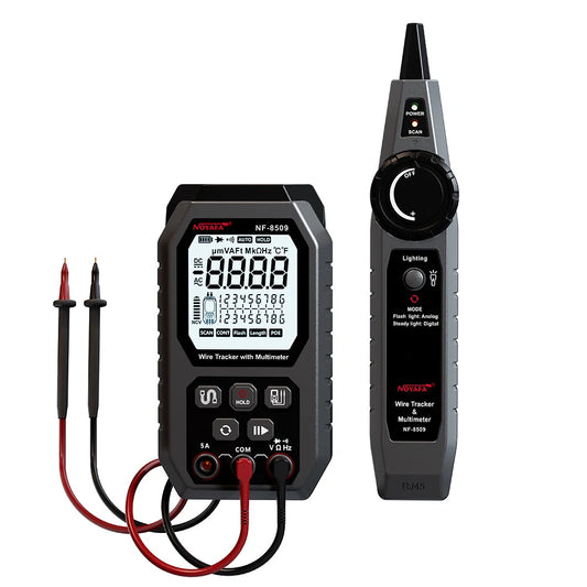 NOYAFA NF-8509 Network Cable Tester & Multimeter: NCV AC/DC, LCD POE, Test Length, Wiremap Tracker Tools