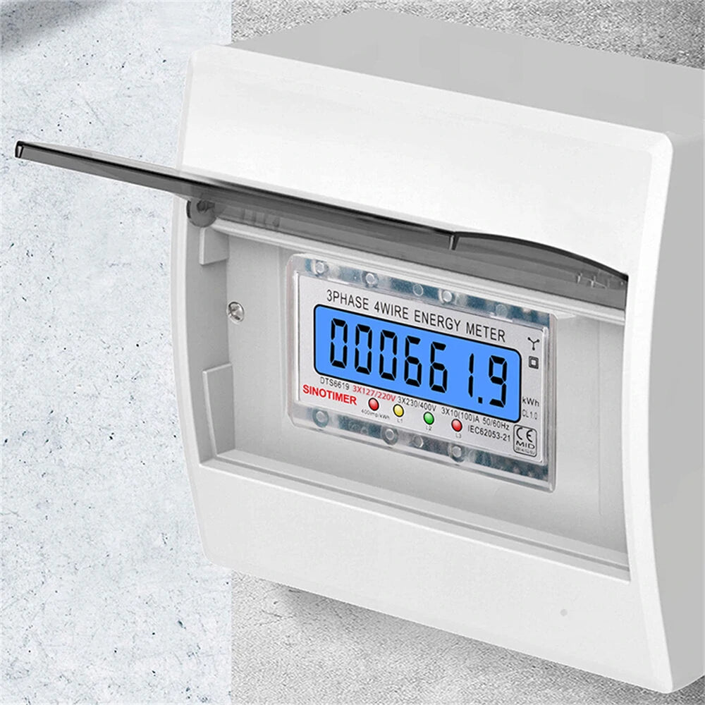 SmartMeter 100A Three-Phase Energy Monitor with LCD Backlight for Home Use, 3*127/220VAC