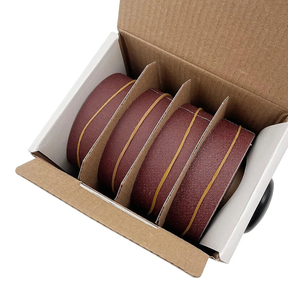 4-Piece Tearable Emery Cloth Sandpaper Roll Set with Dispenser