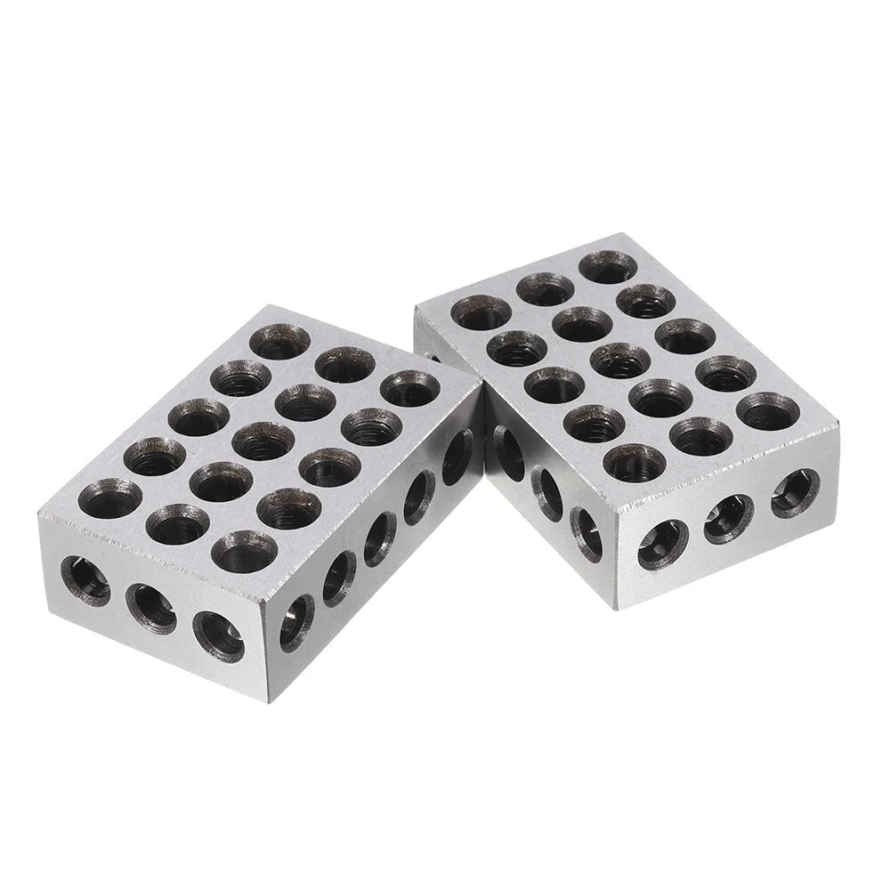 Machifit Precision Clamping Blocks - 2pcs 25x50x75mm, 23-Hole Parallel Pads, 0.005mm Accuracy