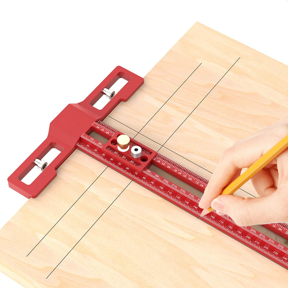 ENJOYWOOD TS-24 Multi-Function Scribing Ruler with Snap-In Slider & Adjustable Length for Precision (400mm/600mm)