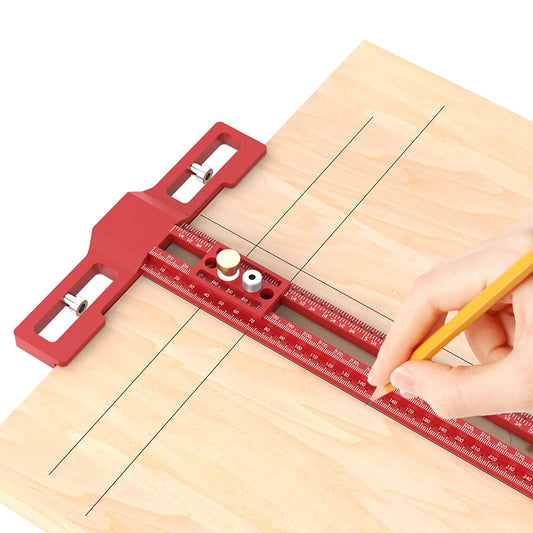 ENJOYWOOD TS-24 Multi-Function Scribing Ruler with Snap-In Slider & Adjustable Length for Precision (400mm/600mm)