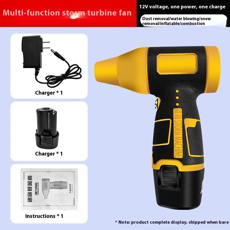 Portable 500W 8-Speed Handheld Turbine Fan with 2000mAh Quick-Charge Battery, 130000 RPM Lightweight Design