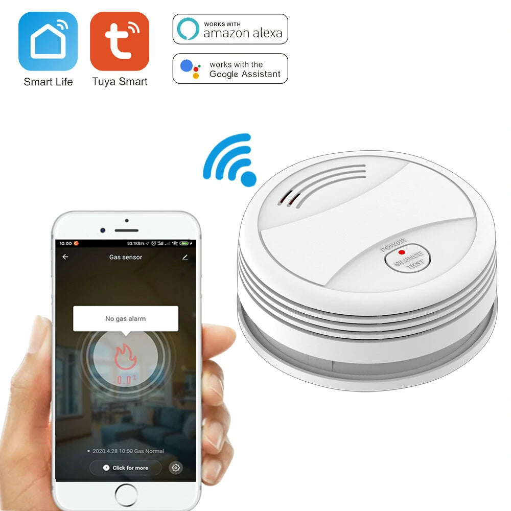 WiFi Tuya Smart Smoke Detector 80DB Alarm Fire Sensor Home Security with Smart Life App