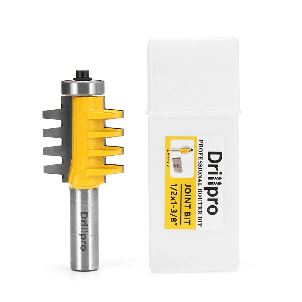 Drillpro Reversible T-Slot Finger Joint Router Bit - 1/2 or 1/4 Inch Shank for Woodworking