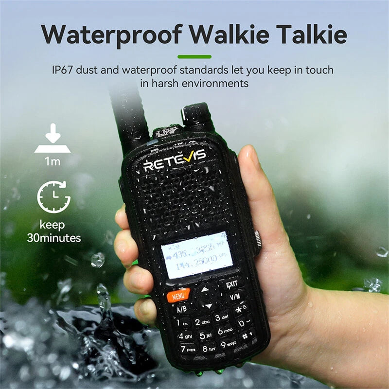Retevis A61 5W IP67 Waterproof AM FM Air Band Walkie Talkie, GPS, Analog Ham Radio, Type-C Charging, Aviation Receiving Transceiver - NOAA Support