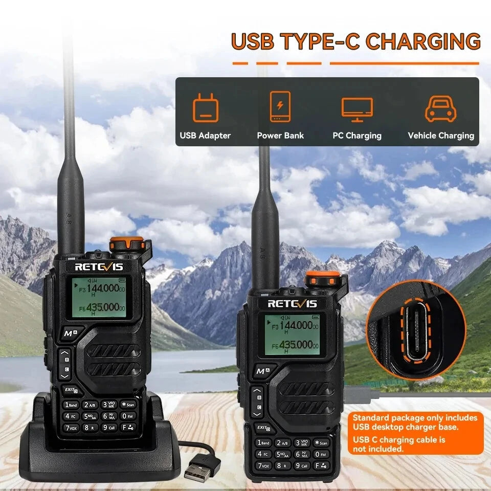 Retevis RA79 5W Dual Band Walkie Talkie, AM/FM Airband Receiver, Multi-Band Reception, USB-C Charging, Portable Ham Two-Way Radio
