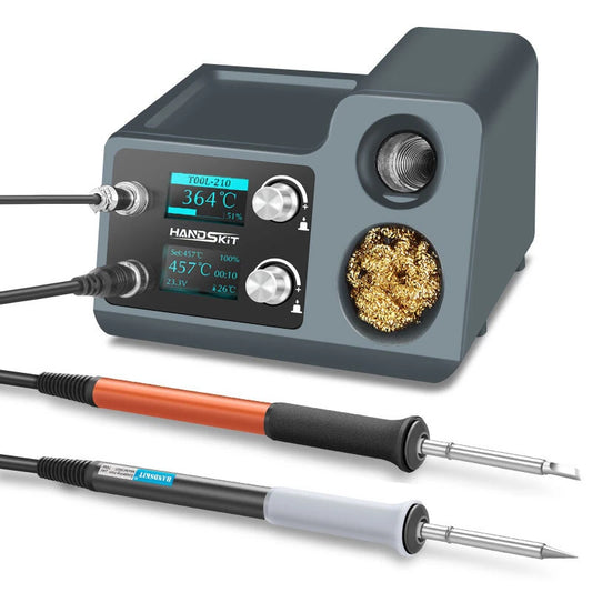 HANDSKIT ST12A 2-in-1 Soldering Station with OLED Display, Auto Sleep, Fast 1s-6s Heating & Hot Air Gun Repair Tool