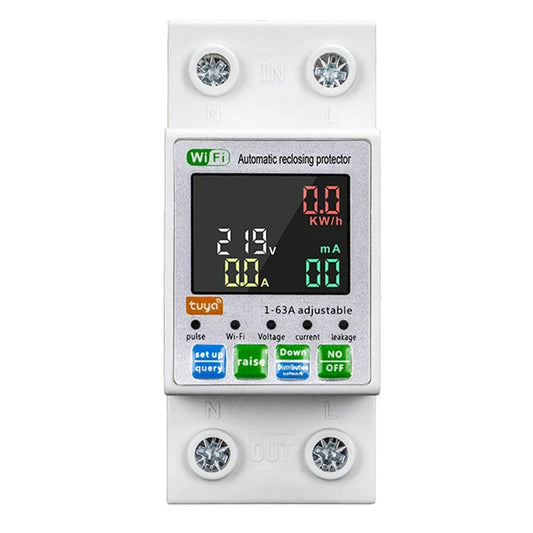 Smart WiFi Circuit Breaker with LCD & App Control - Tuya Home Automation Energy Monitor and Comprehensive Protection, Flame-Retardant Design