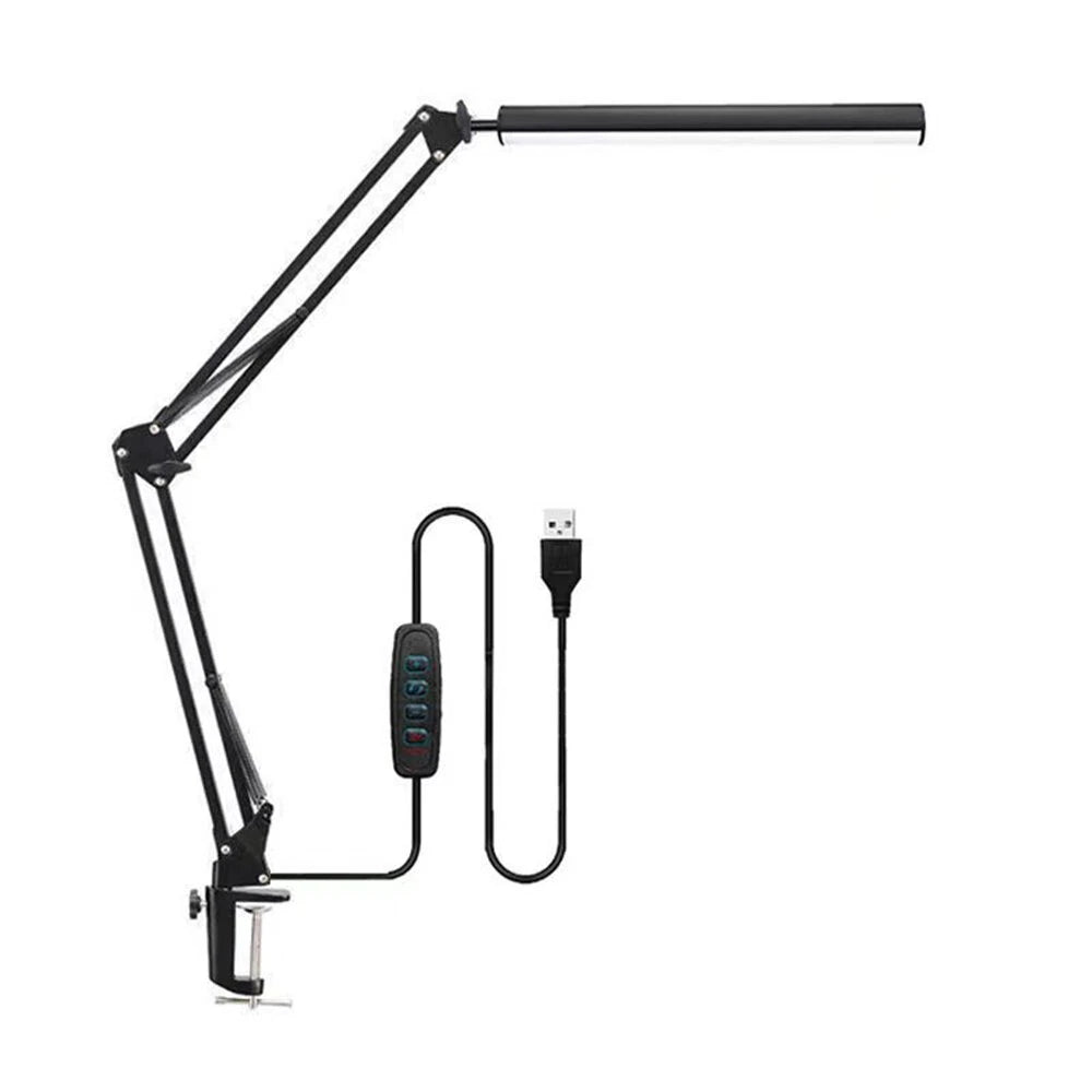 Adjustable 10W LED Desk Lamp with Clamp - Dimmable Brightness & 3 Color Modes for Eye-Care Home Office Lighting