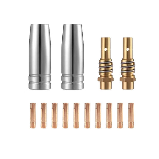14Pcs 15AK MIG Welding Torch Consumables Set: Gas Nozzle & Tip Holders for 0.6mm-1.2mm