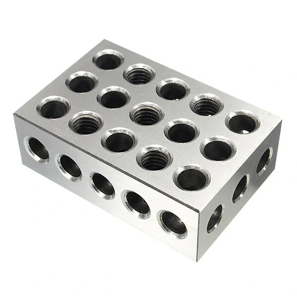 Machifit Precision Clamping Blocks - 2pcs 25x50x75mm, 23-Hole Parallel Pads, 0.005mm Accuracy