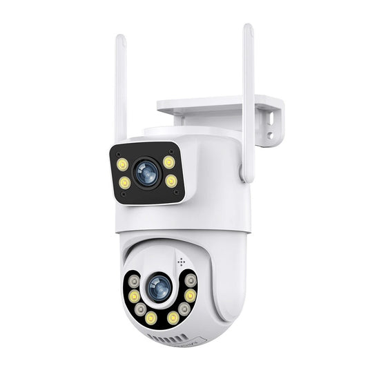 Dual Lens 6MP WiFi IP Camera with Pan Tilt, Audio, Night Vision, Human Detection, Cloud Storage, Waterproof IP66, Compatible with icsee App