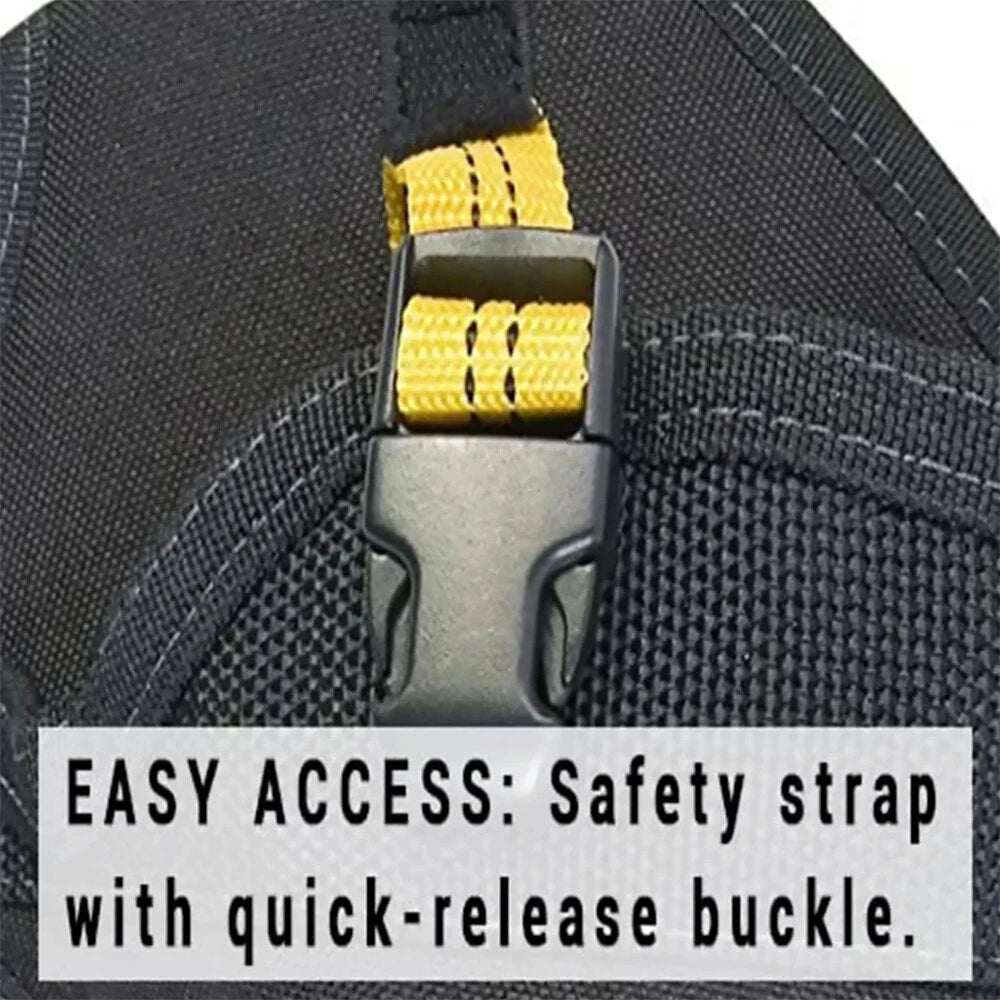 Heavy-Duty Waterproof Drill Holster Waist Tool Bag with Quick Release, 28x15cm