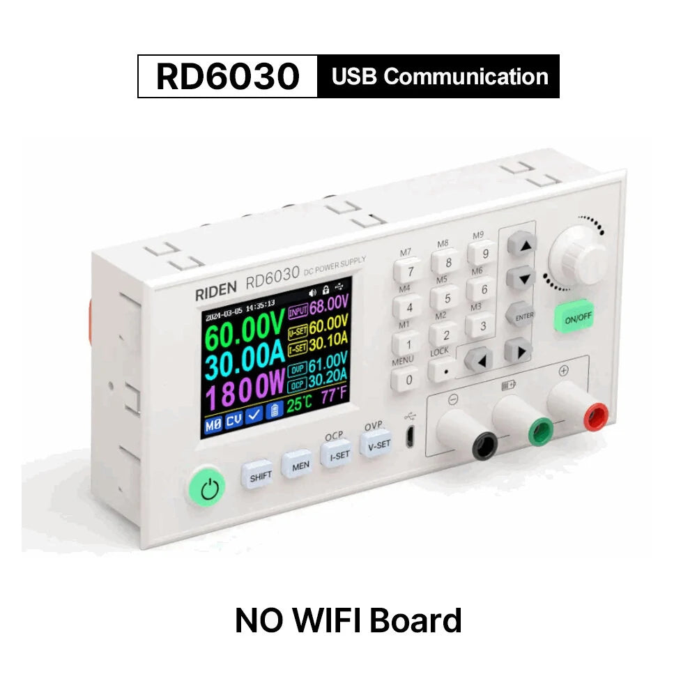 60V 30A Adjustable DC Step-Down Converter Power Supply Module for Lab & Battery Charging - RIDEN RD6030/W