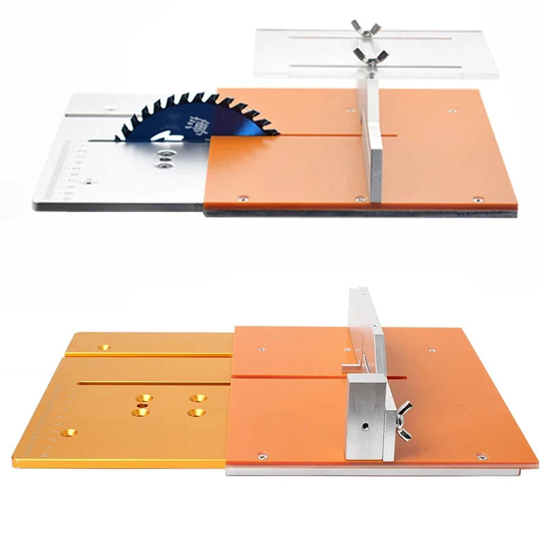 Aluminum T60 Mini Table Saw Insert: Precision Flip Cover Plate with Miter Gauge & Wrench for Woodworking
