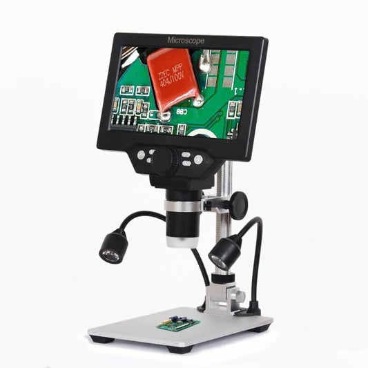 Mustool G1200D 12MP Digital Microscope, 7 LCD Screen, 1-1200X Zoom, Large Base, Built-in Light