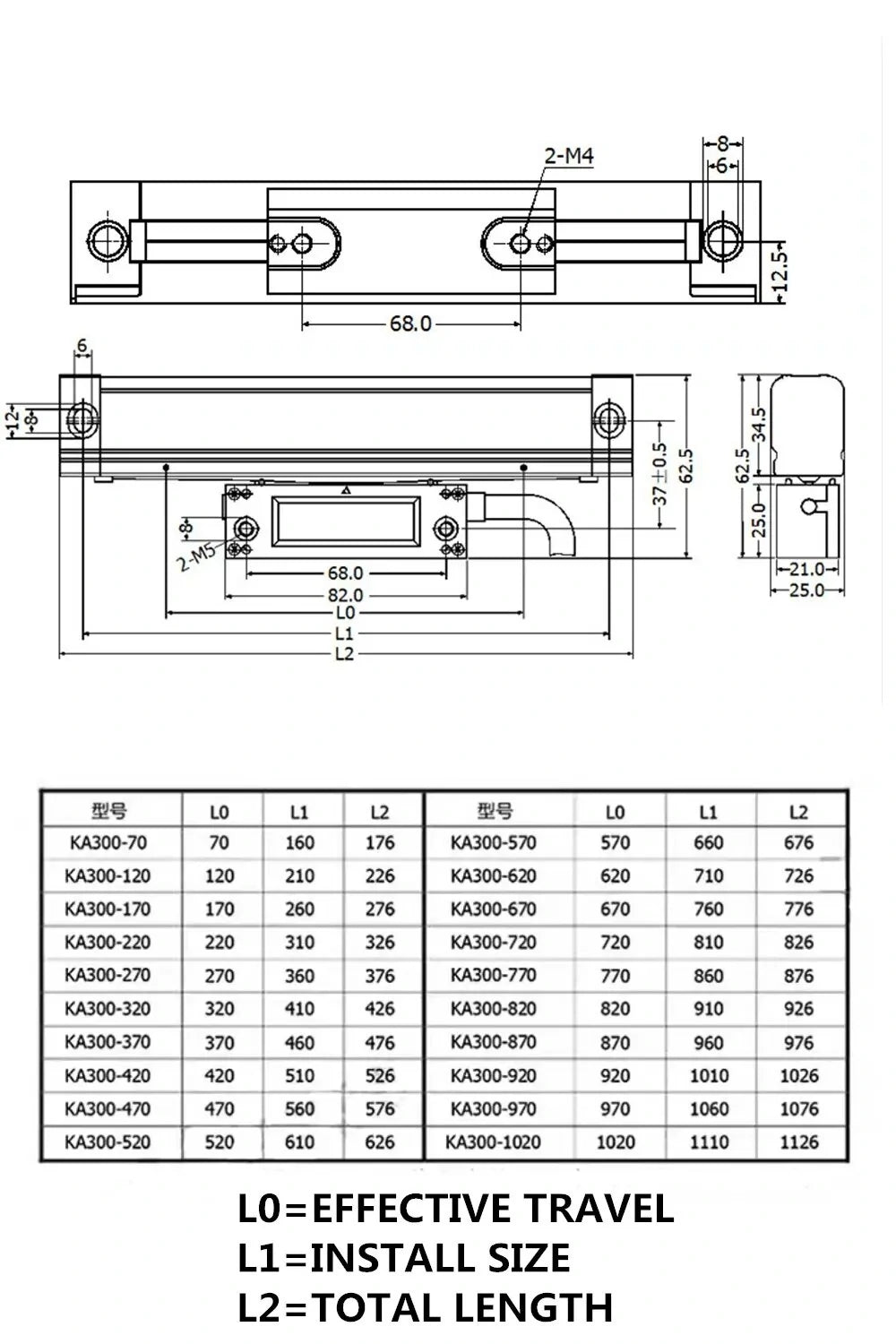 YIHAOGD LCD 2/3 Axis CNC Digital Readout Display DRO with KA300 5μm TTL Linear Scale Encoders 70-970mm for Milling & Lathe