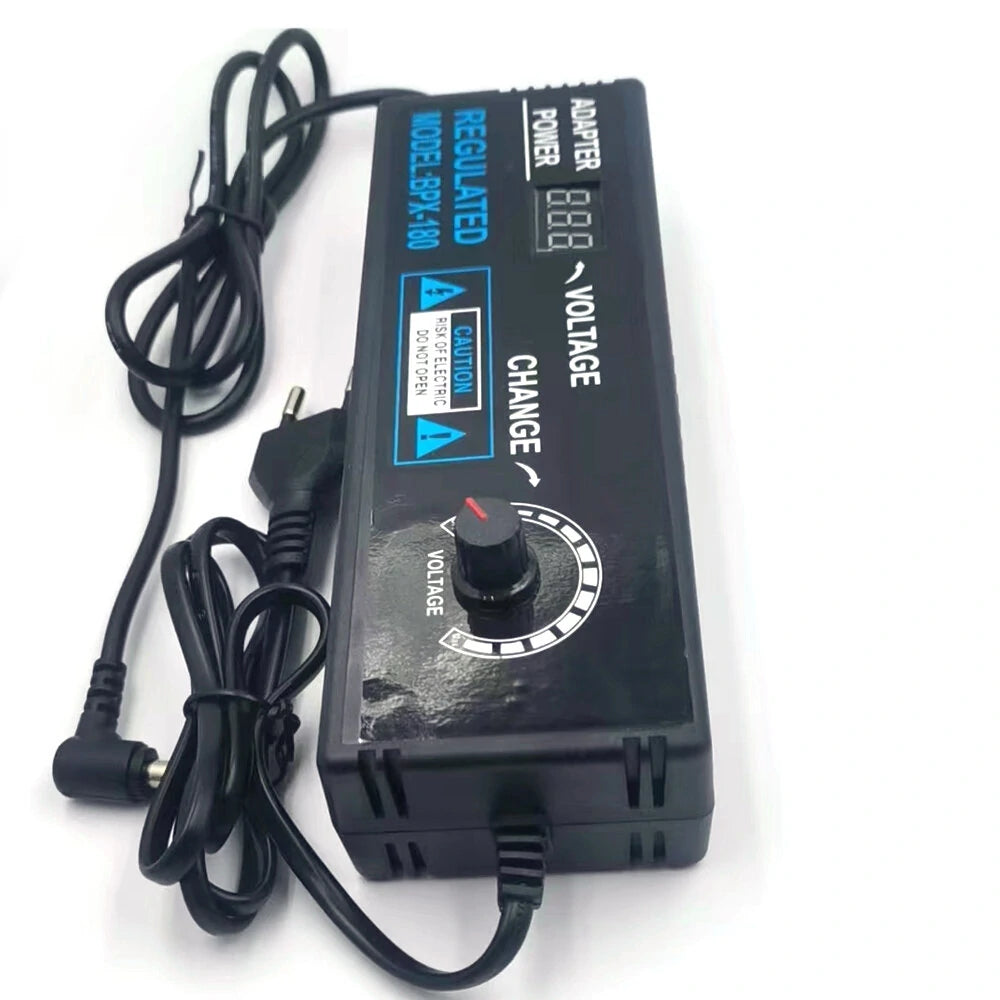 Adjustable Voltage Adapter 9-24V 5A with Display Screen, Universal 100-240V AC Input, High Efficiency Power Supply, Durable Materials, Global Plug Options