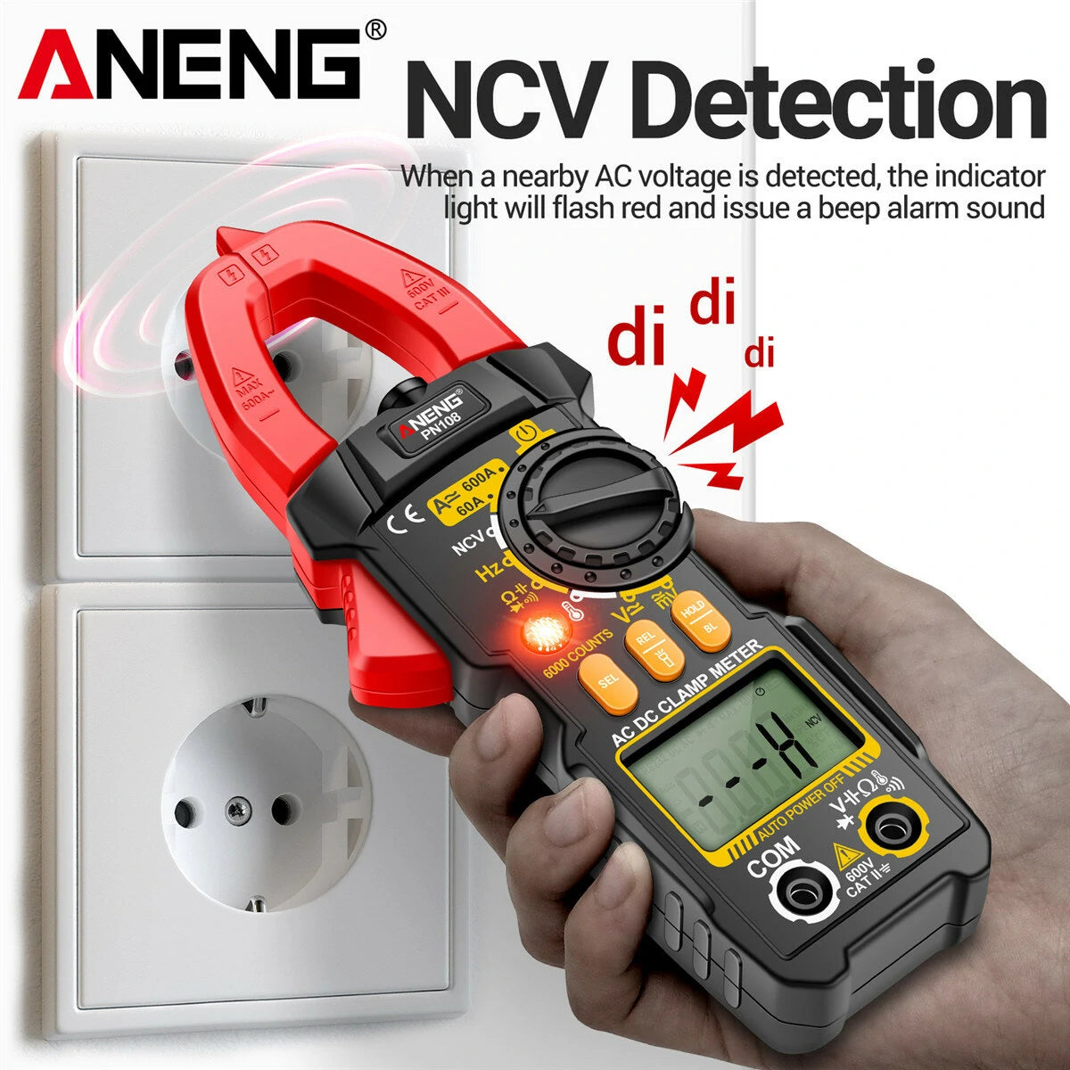 ANENG PN108 Clamp Meter | High-Precision 600A/600V AC/DC Voltage & Current Tester | Auto Power Off | Backlit Display