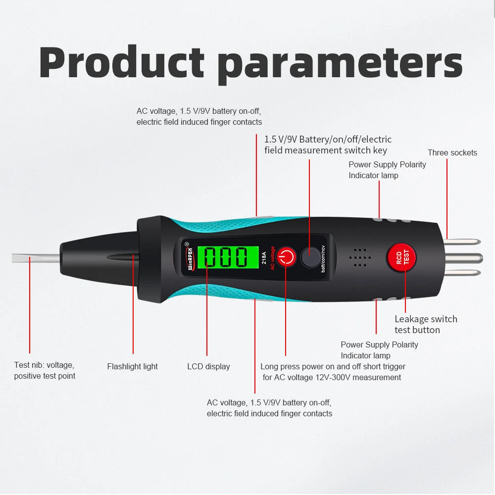 2-in-1 Intelligent Voltage Tester & Circuit Analyzer with Battery & City Voltage Measurement - HY-218A